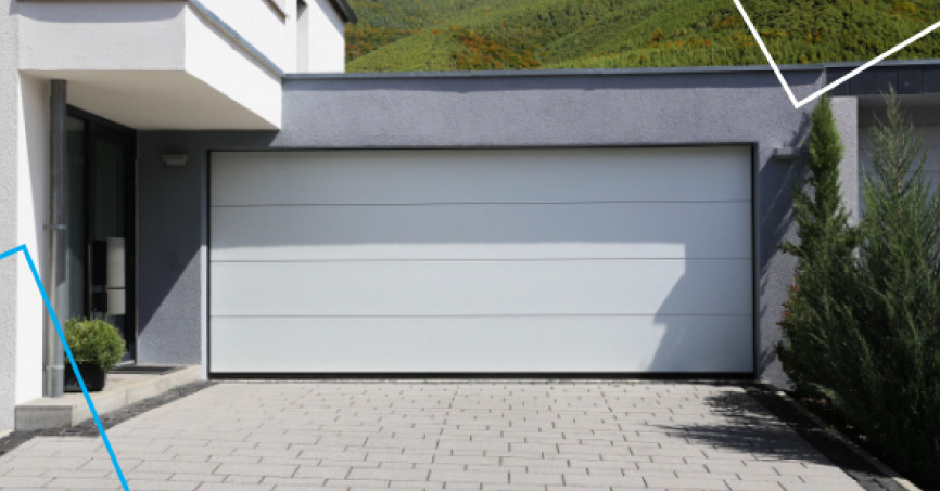 Hanus sekcijska vrata, montirana na moderno garažo